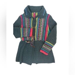 HANDMADE knit multicolour embroidery wool sweater